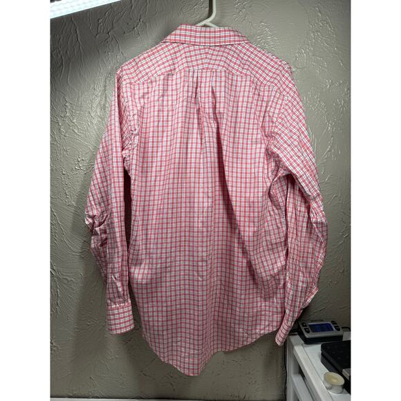 Lands'‎ End Mens Long Sleeve Dress Shirt White Red Plaid Cotton Size 16-35 - Picture 4 of 4